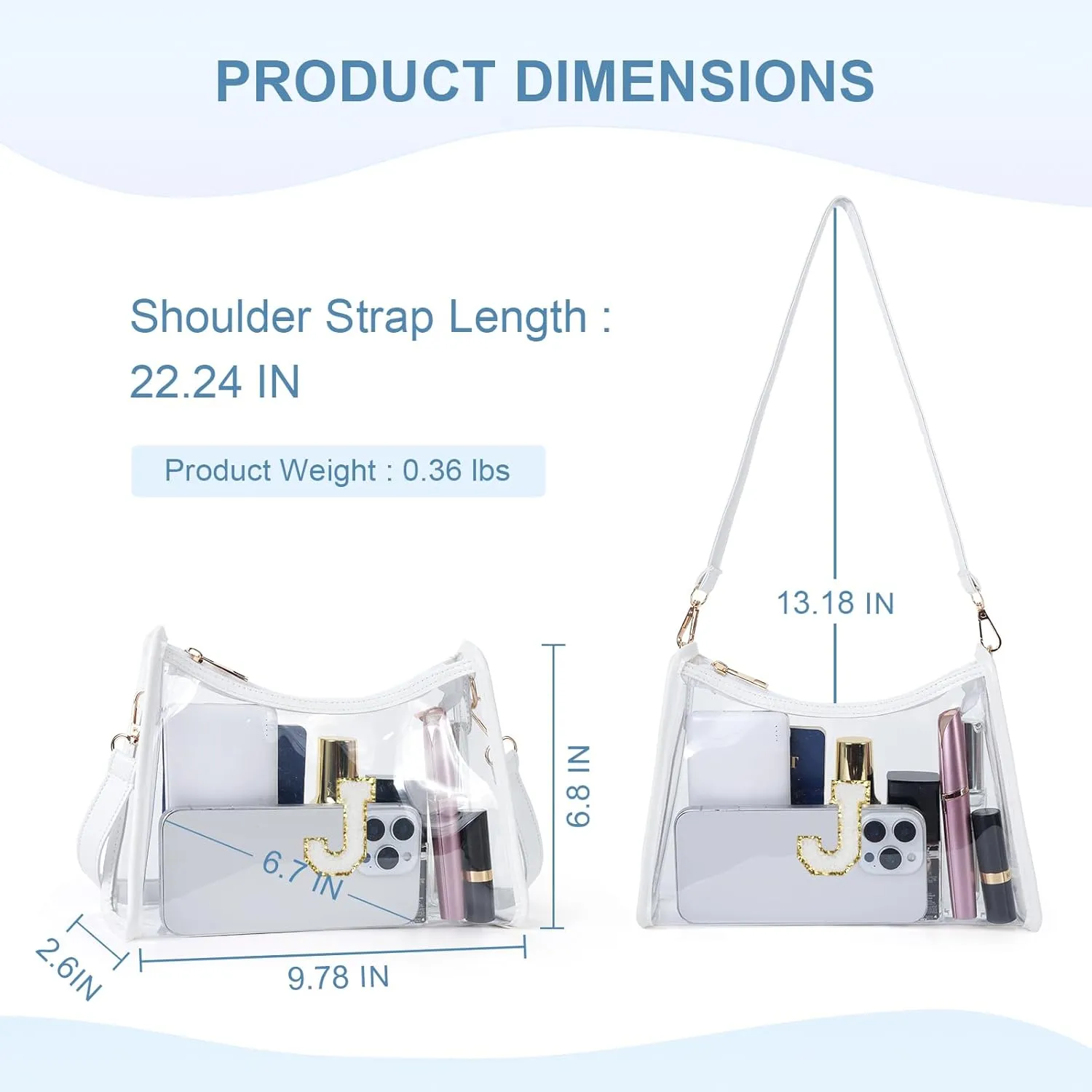 Clear Bag for Stadium Events Transparent Shoulder Bag Purses Crossbody Bags for Women