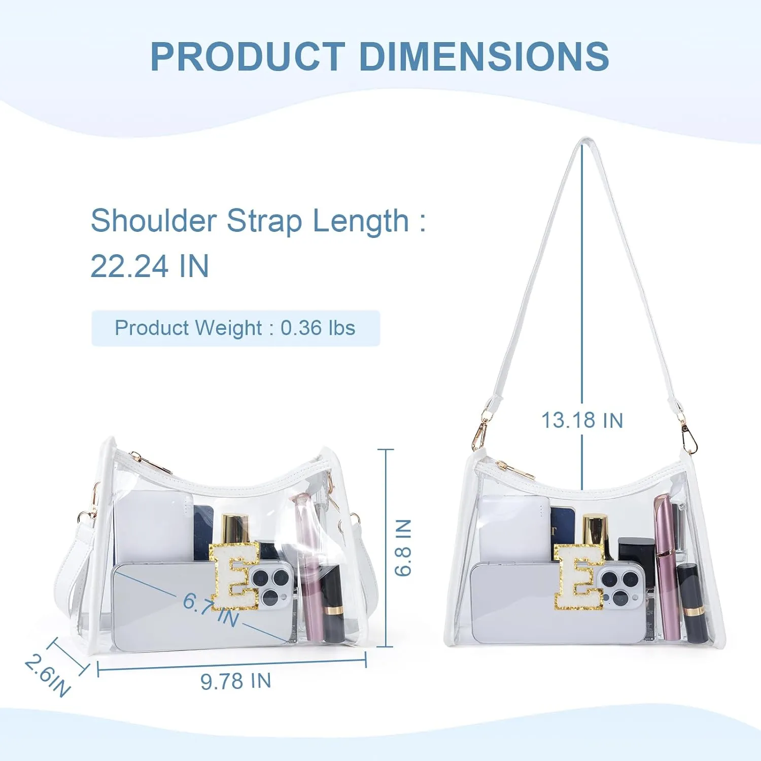 Clear Bag for Stadium Events Transparent Shoulder Bag Purses Crossbody Bags for Women
