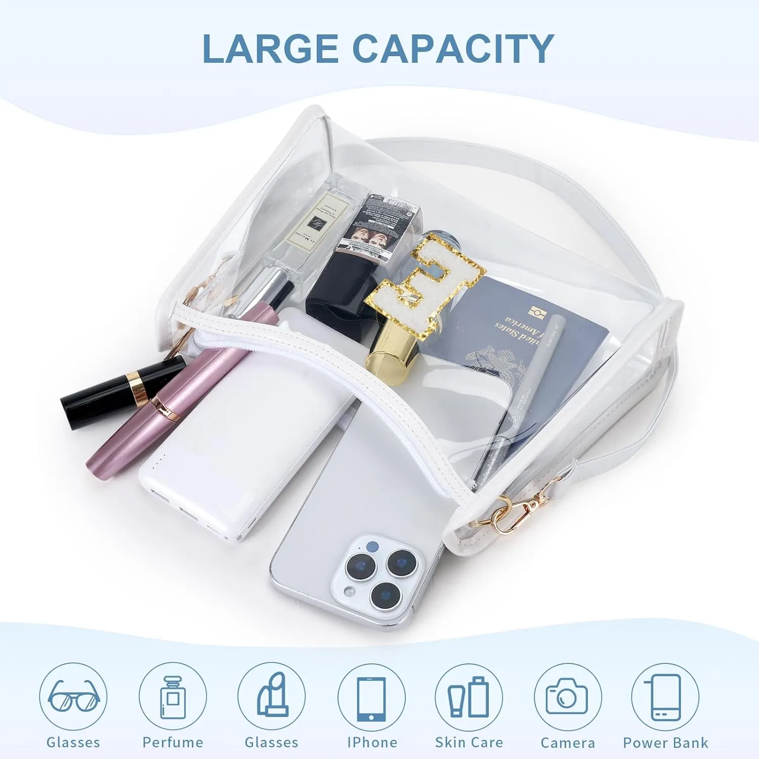 Clear Bag for Stadium Events Transparent Shoulder Bag Purses Crossbody Bags for Women