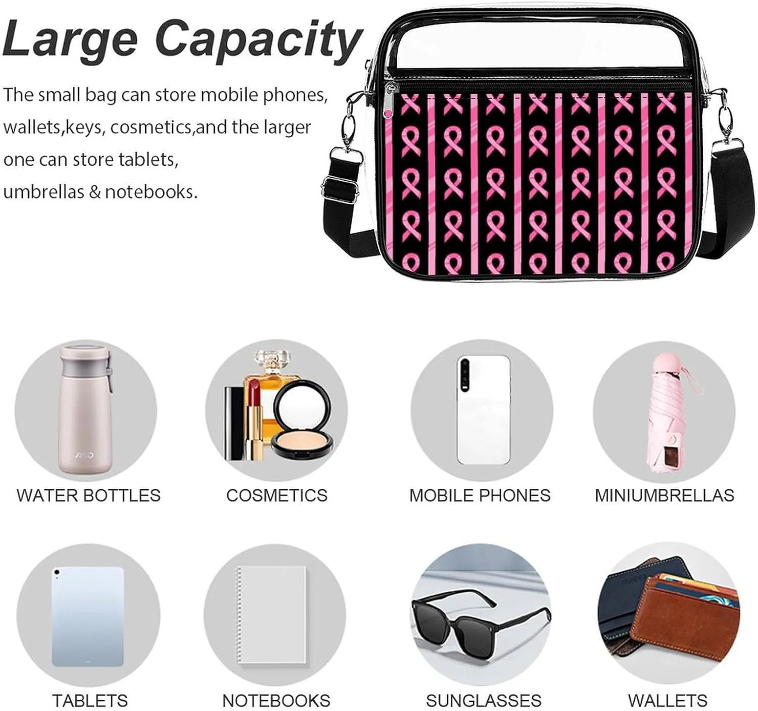 Clear Bag Stadium Approved, Women Clear Crossbody Purse Bag, Clear Stadium Bags for Sporting Events, Concerts