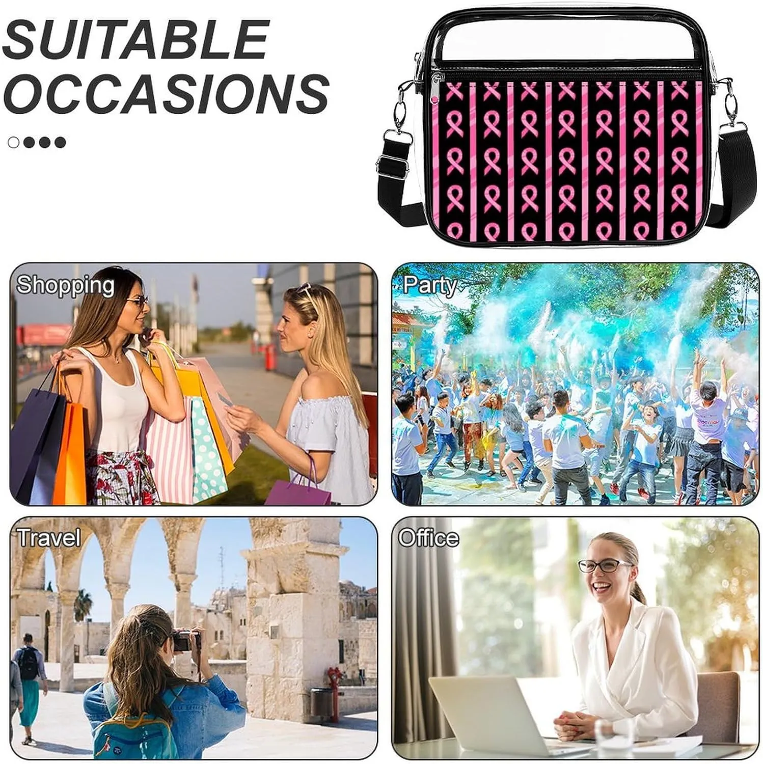 Clear Bag Stadium Approved, Women Clear Crossbody Purse Bag, Clear Stadium Bags for Sporting Events, Concerts