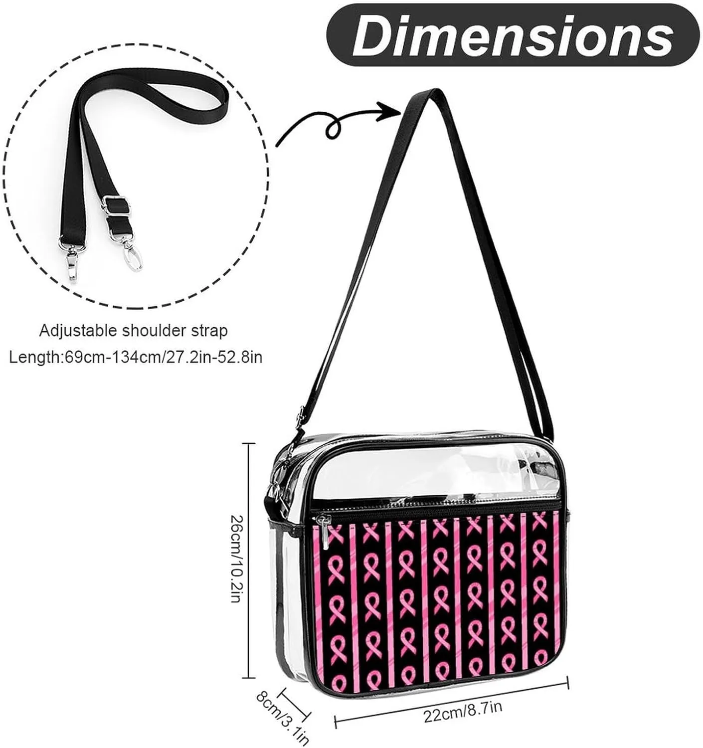 Clear Bag Stadium Approved, Women Clear Crossbody Purse Bag, Clear Stadium Bags for Sporting Events, Concerts