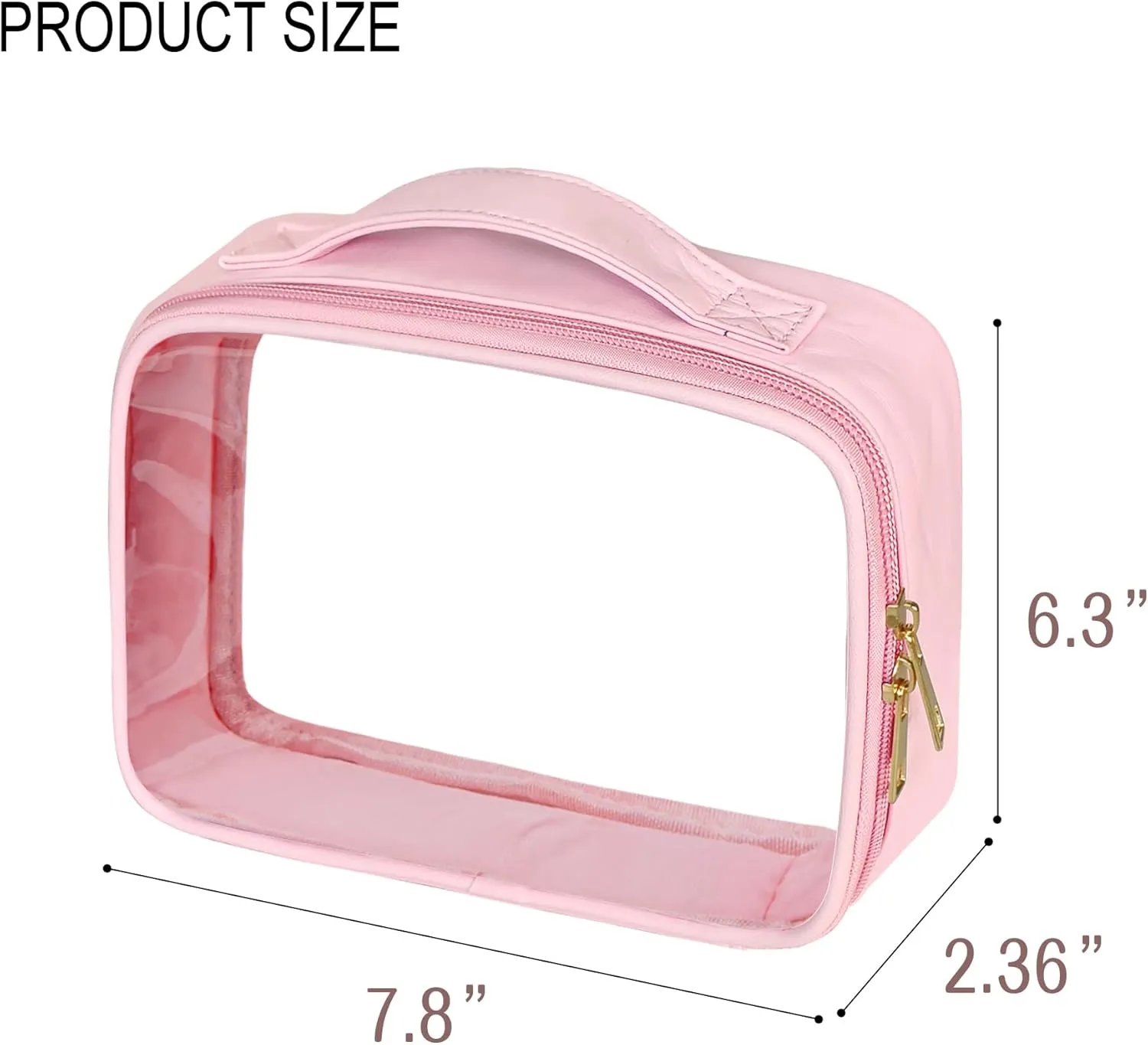 Clear Cosmetic Bags 3pack Makeup Toiletry Bag with Handle Travel Essentials for Men and Woemn Pink 3Pcs