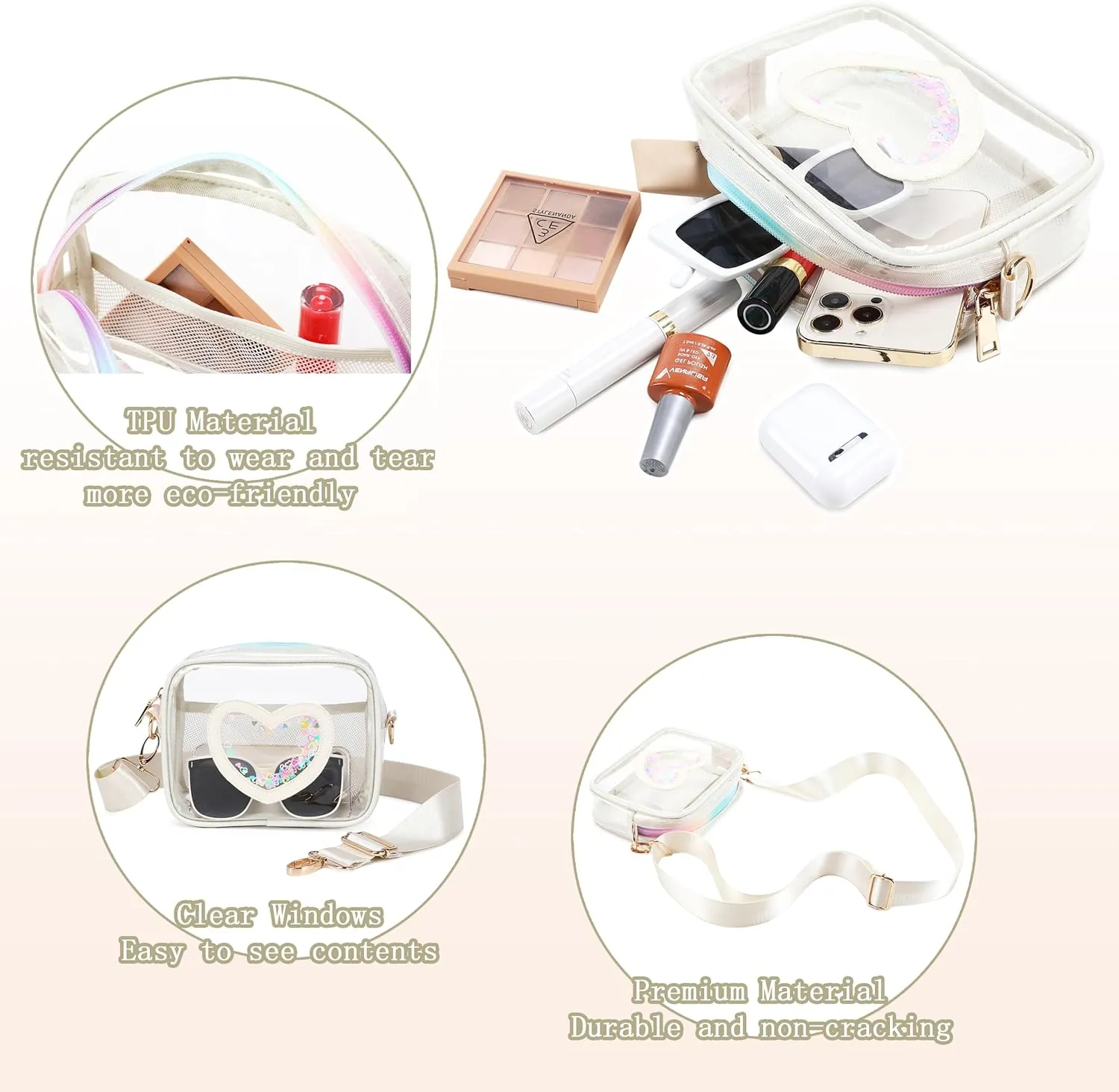 Clear Crossbody Bag for Women Girls Kids Purse Toddlers Shoulder Messenger Handbags Transparent Bags Wallet Pouch