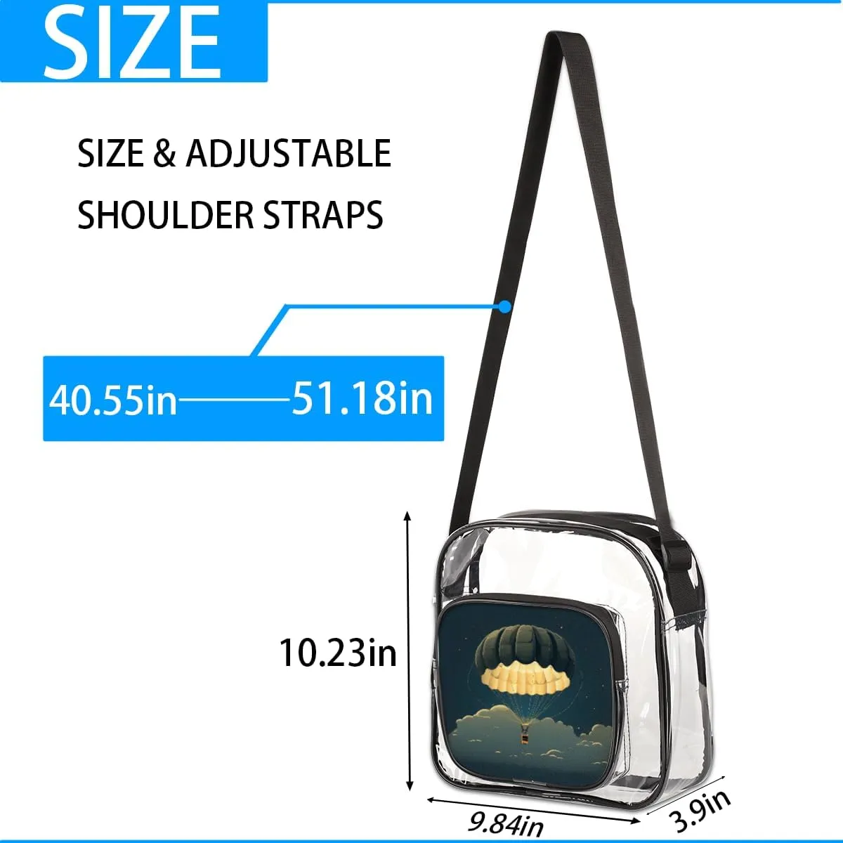Clear Crossbody Purse Bag Clear Messenger Shoulder Bags See Through Transparent Purse