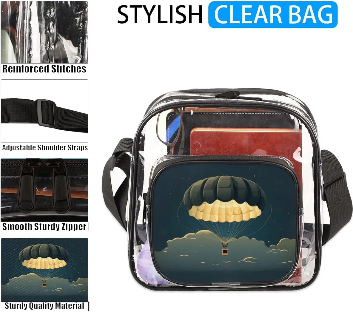 Clear Crossbody Purse Bag Clear Messenger Shoulder Bags See Through Transparent Purse