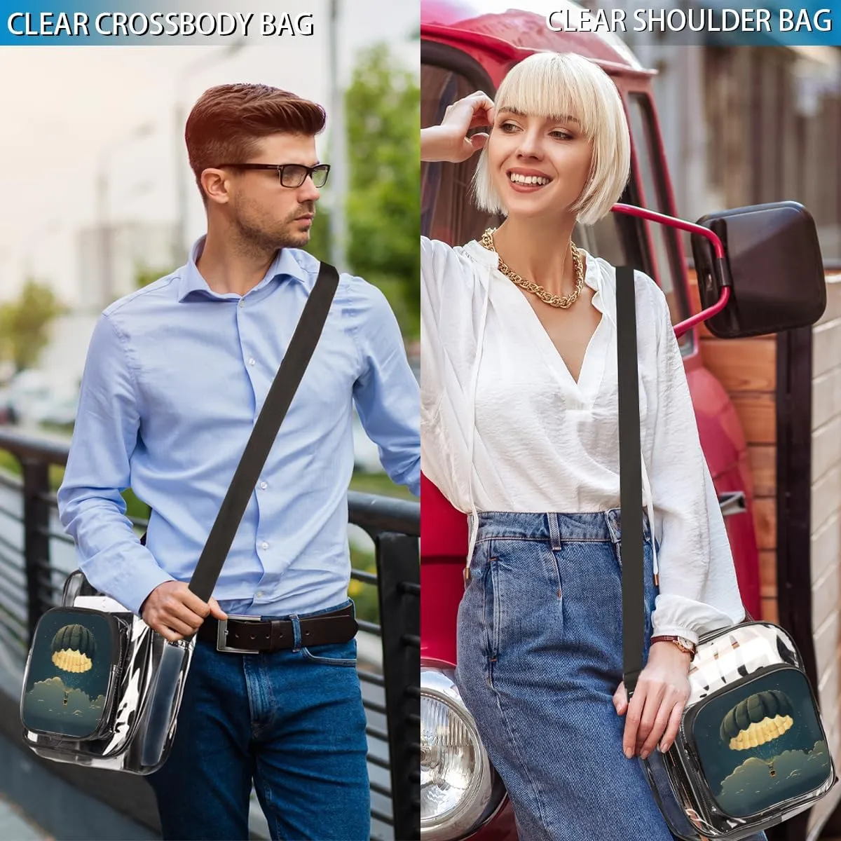 Clear Crossbody Purse Bag Clear Messenger Shoulder Bags See Through Transparent Purse