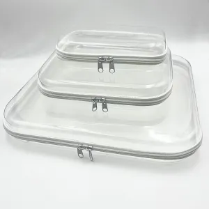 Clear Hard Shell Zipper Case, Plastic Storage Pouch Bags With Zipper (Clear, Small Medium Large)