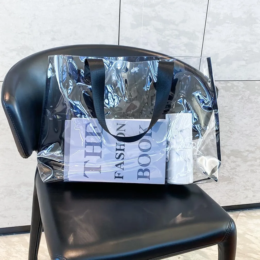 Clear Large Tote Bag - Versatile, Waterproof, Stain Resistant, Transparent Shoulder Tote Bag for Work