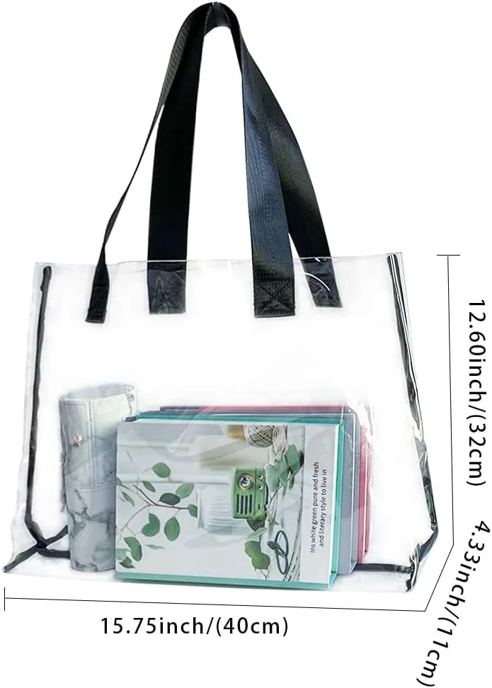 Clear Large Tote Bag - Versatile, Waterproof, Stain Resistant, Transparent Shoulder Tote Bag for Work