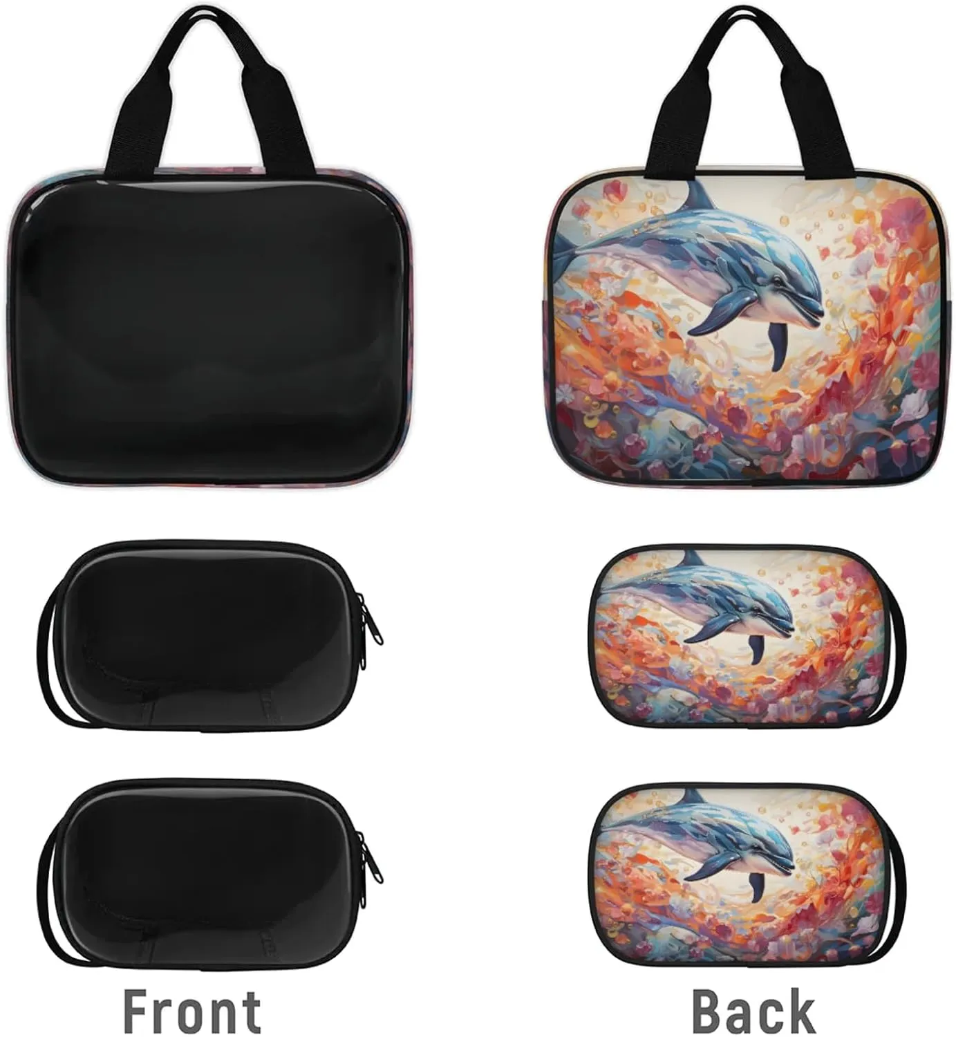 Clear Makeup Bag 3 Pieces Vintage Dolphin Toiletry Bag Portable Cosmetic Pouch Travel Organizer Water-resistant Translucent Cosmetic Bags with Dolphin