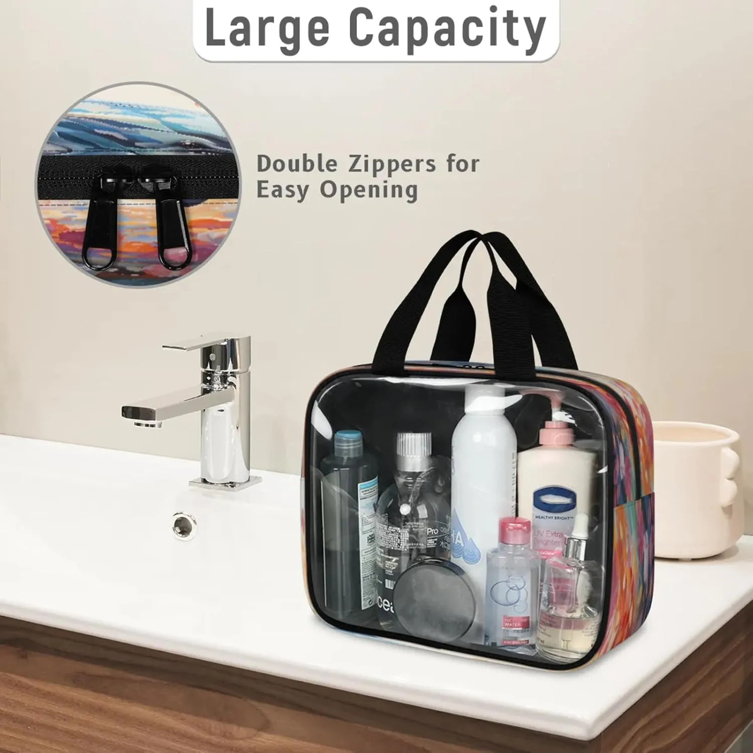 Clear Makeup Bag 3 Pieces Vintage Dolphin Toiletry Bag Portable Cosmetic Pouch Travel Organizer Water-resistant Translucent Cosmetic Bags with Dolphin