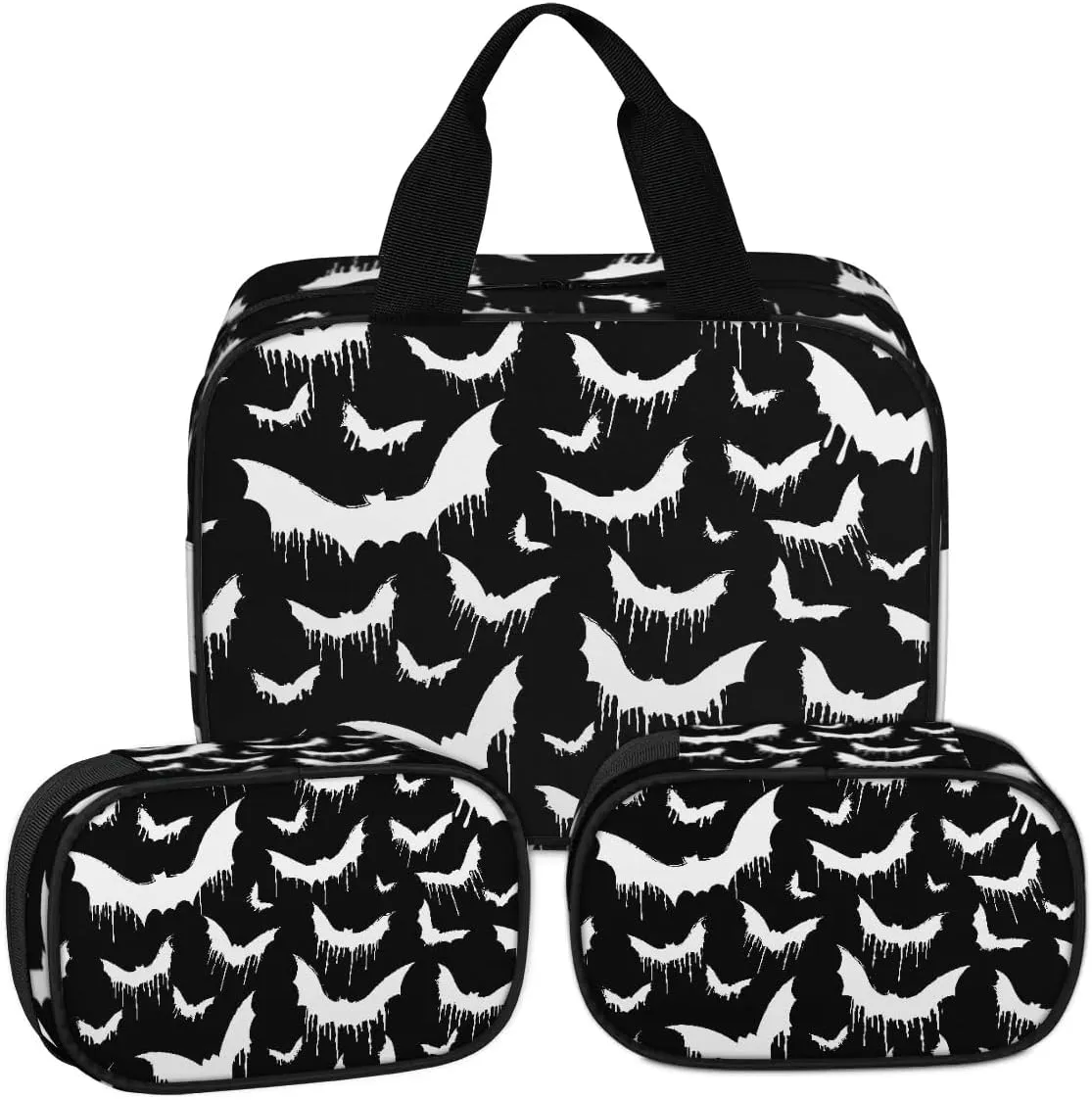 Clear Makeup Bag for Women Men, 3Pcs Transparent Cosmetic Bags Waterpoof Toiletries Set Portable Toiletry Bags with Zipper for Travel Bathroom(Bat)