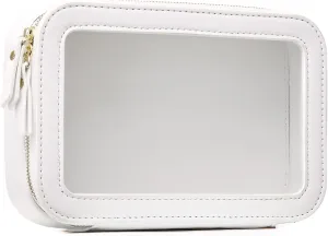 Clear Makeup Bag Small Cosmetic & Toiletry Bag Waterproof Travel Case Women's Pouch Organizer Makeup Bag for Car with Zipper (White, Small)