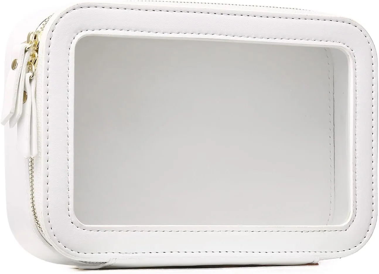 Clear Makeup Bag Small Cosmetic & Toiletry Bag Waterproof Travel Case Women's Pouch Organizer Makeup Bag for Car with Zipper (White, Small)