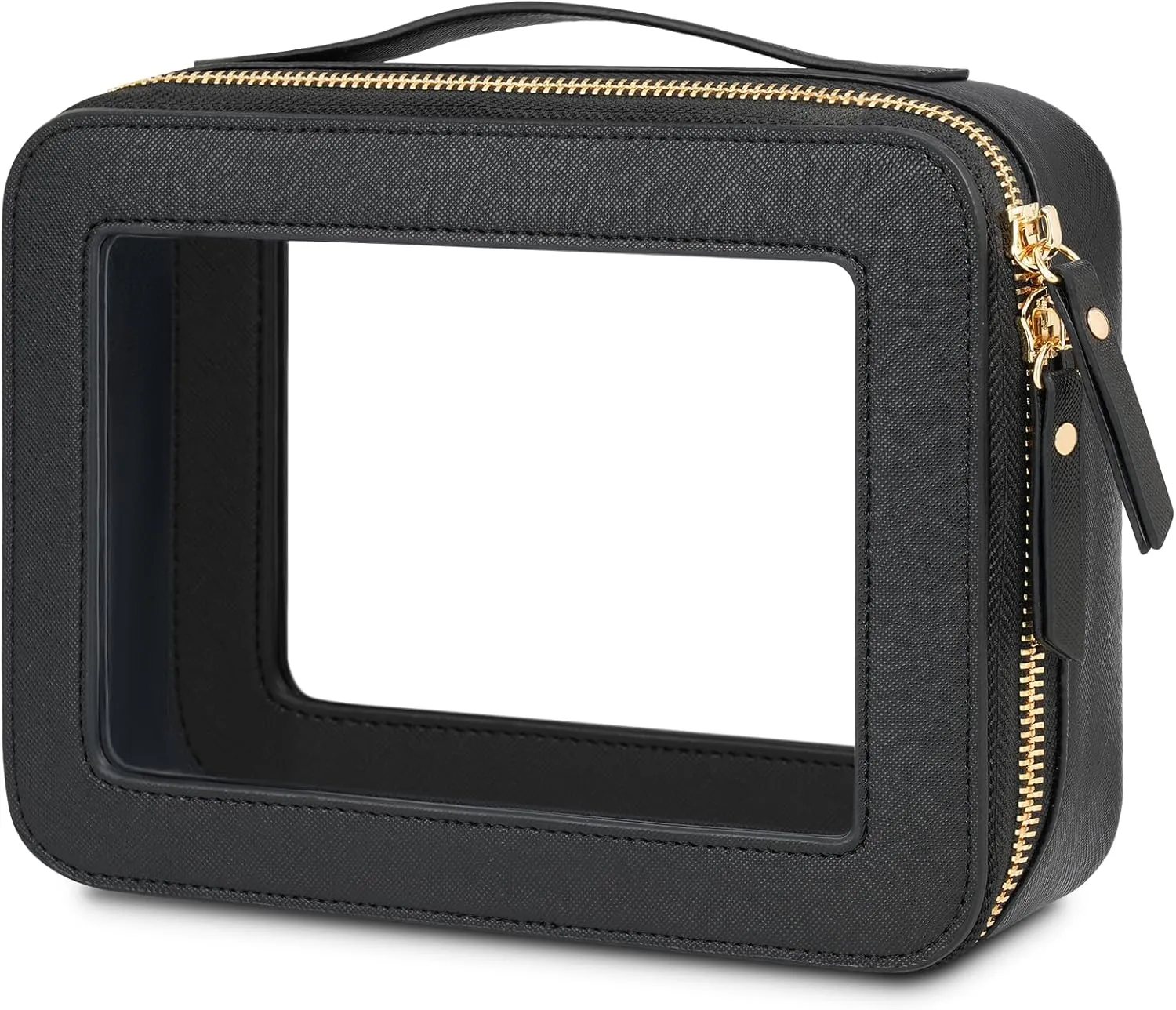Clear Makeup Bags with Zipper,Medium Cosmetic Bags for Women Traveling,Waterproof Toiletry Bag (Black, Medium)