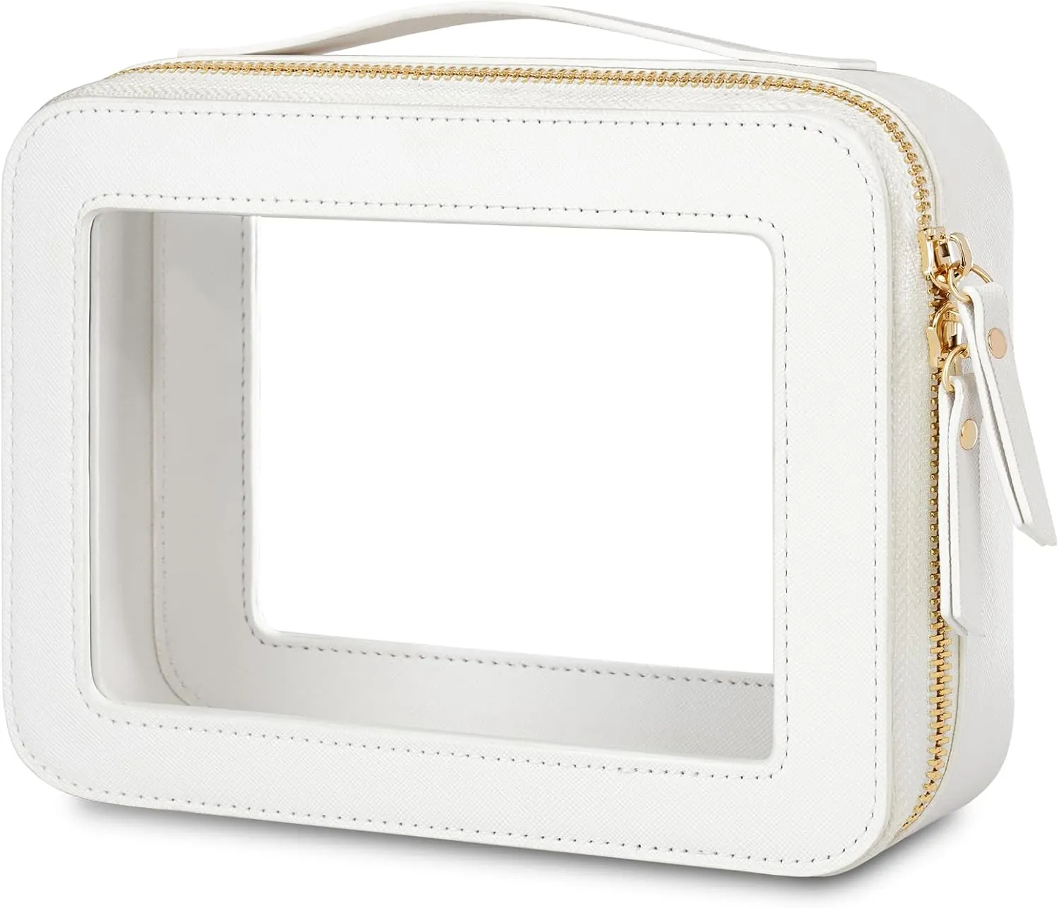 Clear Makeup Bags with Zipper,Medium Cosmetic Bags for Women Traveling,Waterproof Toiletry Bag (White，Medium)