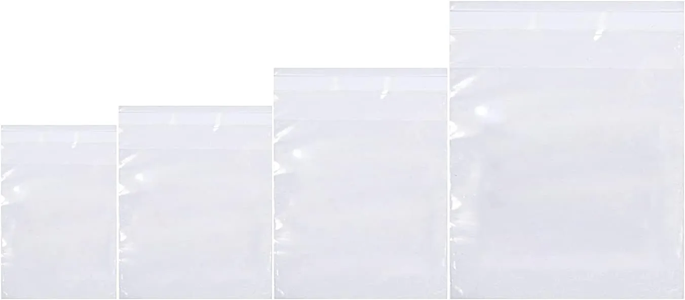 Clear Poly Bags Combo Pack – 6x9", 8x10", 9x12", 11x14" – 400 Pack (100 Bags Each Size) – Extra Strong Seal Plastic Bags for Packaging Products