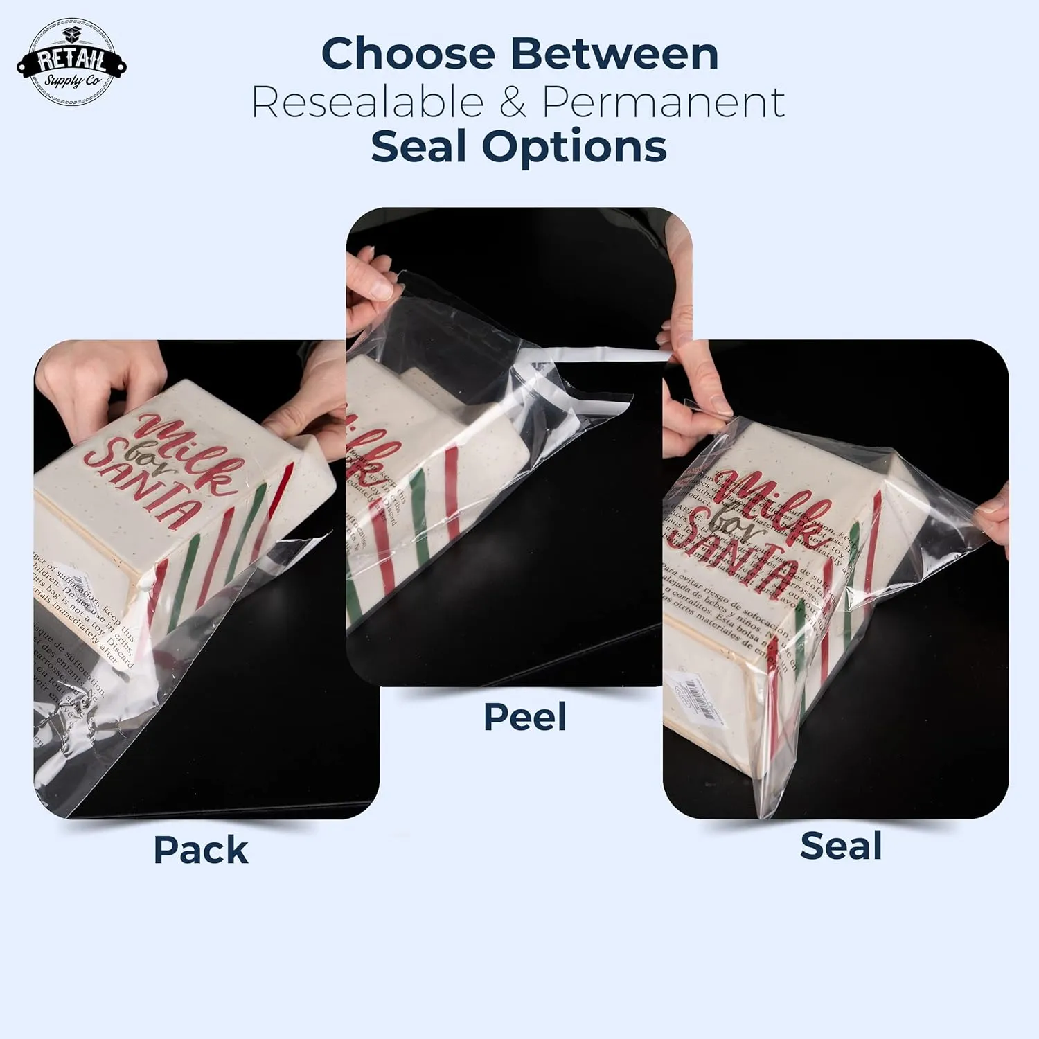 Clear Poly Bags with Suffocation Warning - Choose 6x9, 8x10, 9x12, 11x14, 14x20 or 20x24 (8x10 Strong Glue)