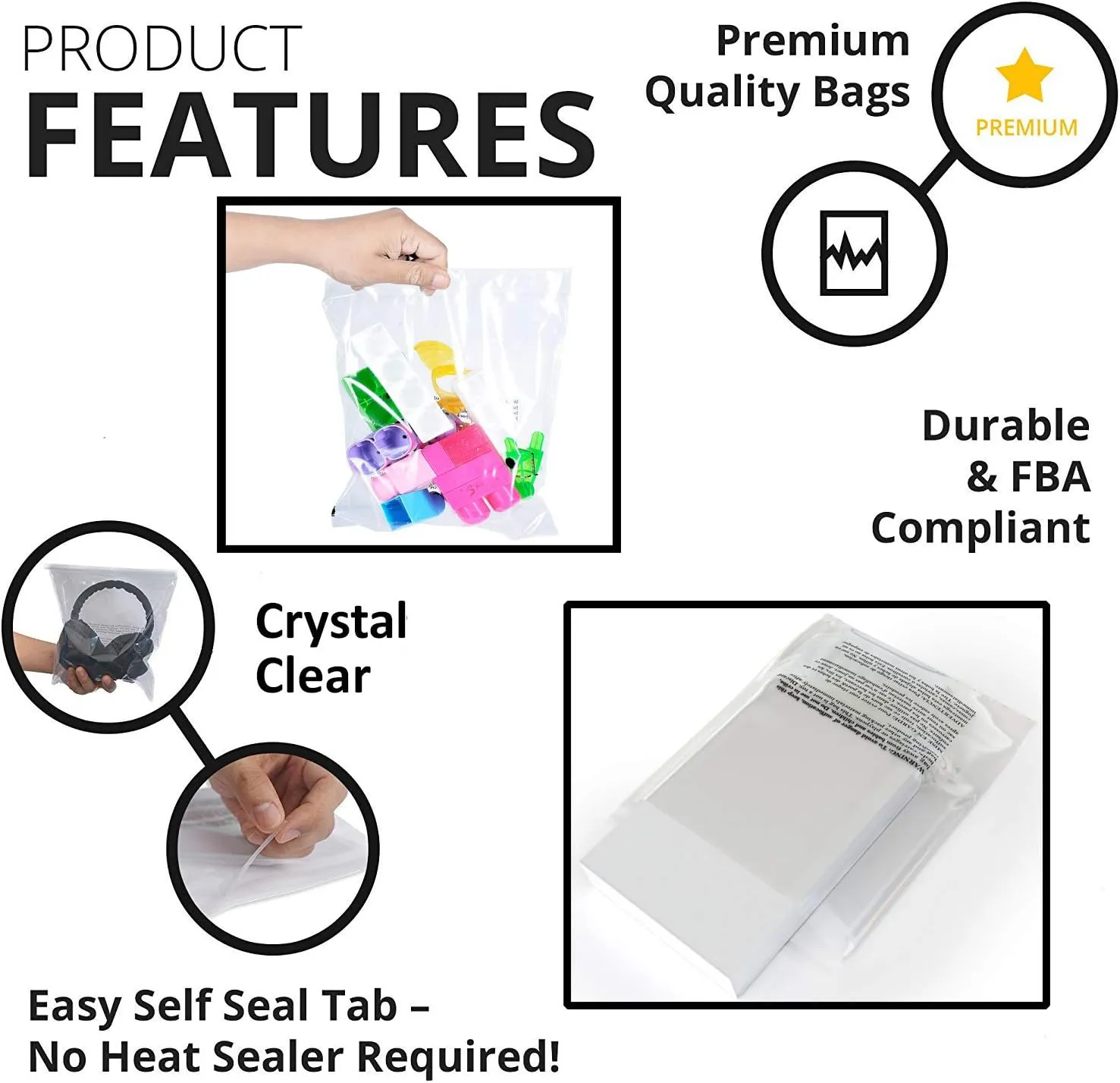 Clear Poly Bags with Suffocation Warning - Choose 6x9, 8x10, 9x12, 11x14, 14x20 or 20x24 (8x10 Strong Glue)