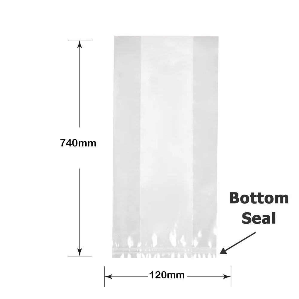 Clear Polypropylene Gusseted Bag - 740mm x 120mm