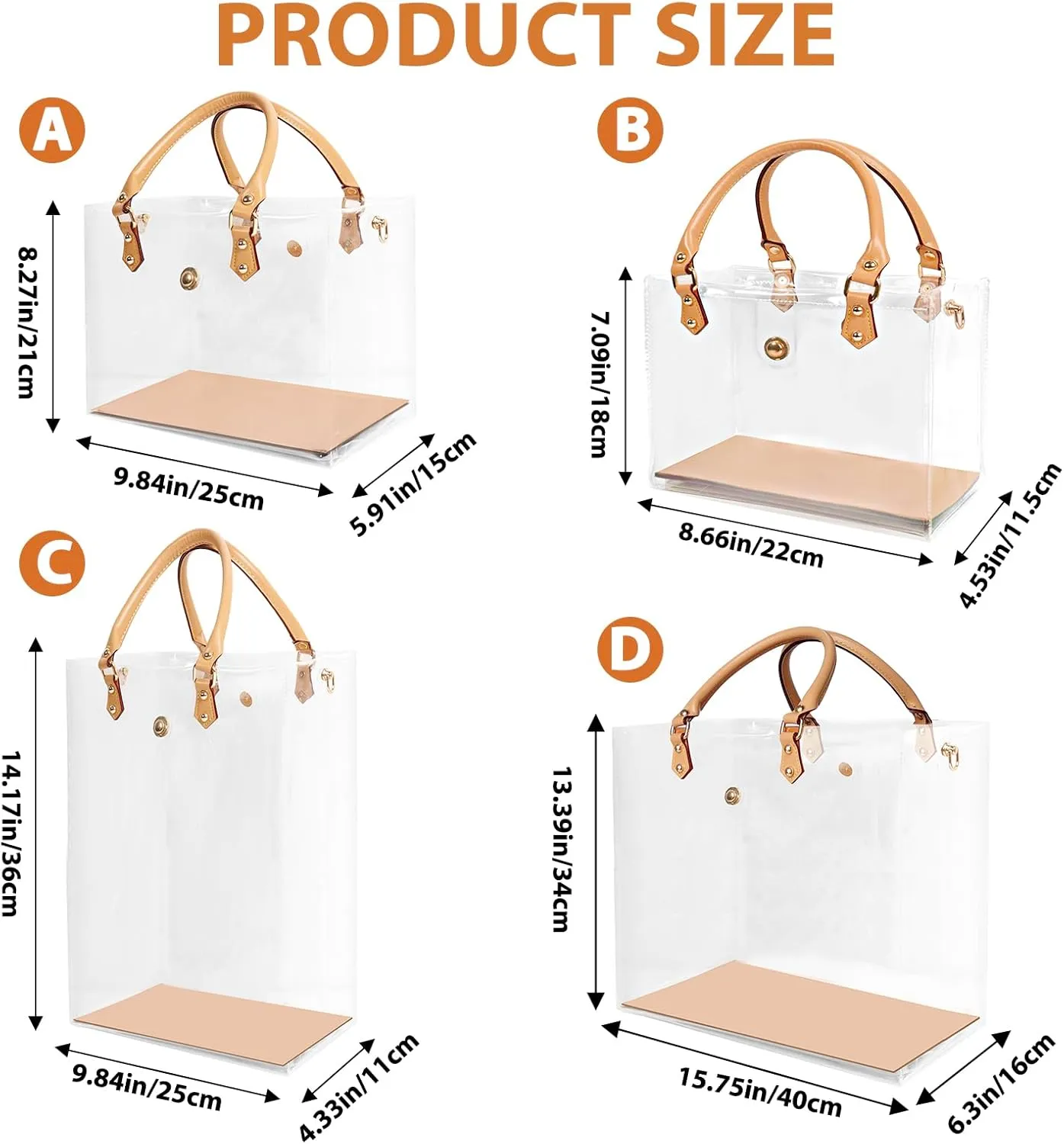 Clear PVC DIY Tote Bag Handbag Making Kit Handmade Gift Bag Craft Accessory Tool Set Birthday Holiday Gift Bag (D)