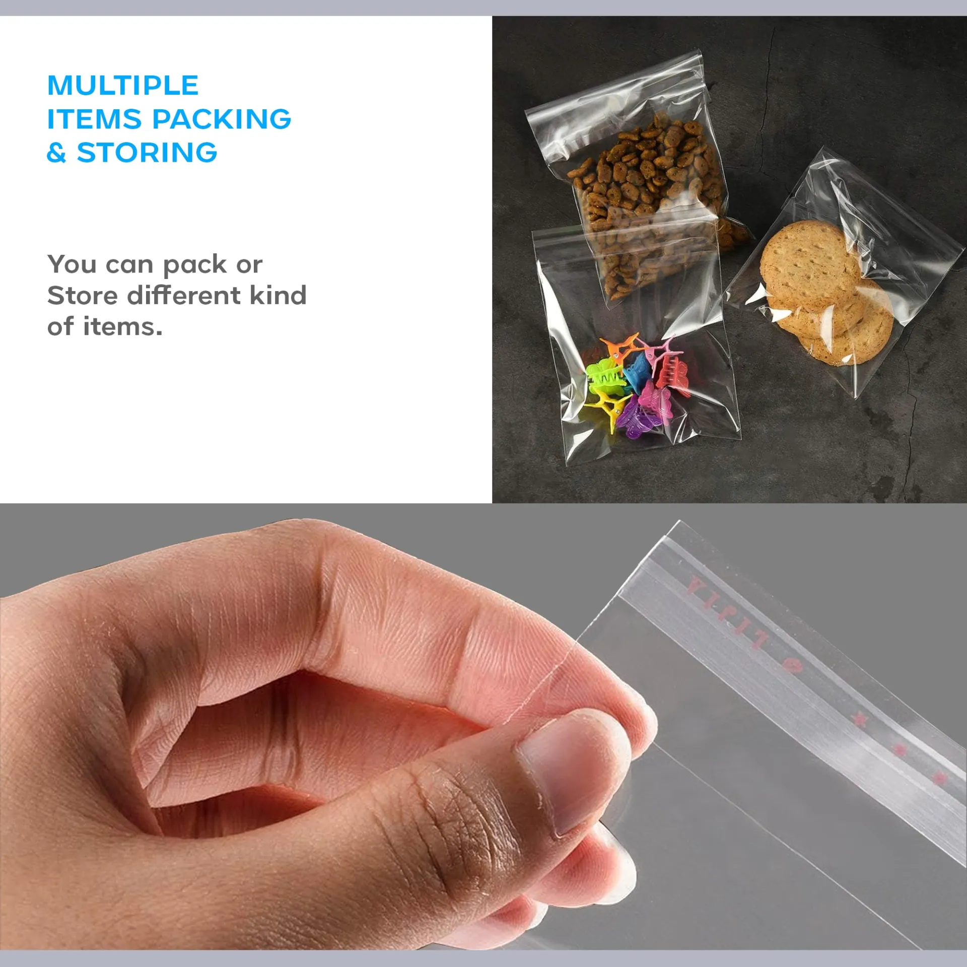 Clear Reclosable Zip Poly Bag Resealable Self Sealing Bag~5291