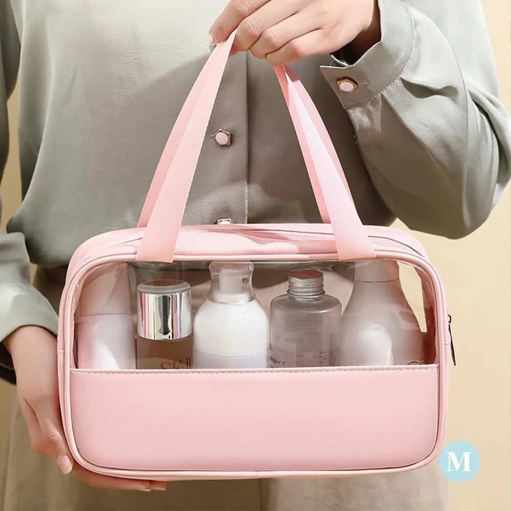 Clear Toiletry Bag, Large Capacity Toiletry Bag for Women, 3 Pcs Toiletry Bag with Clear Window, Shower Bag for Gym, Camping (Solid Pink), CBG-621042-A5