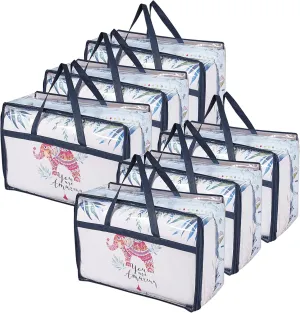 Clear Vinyl Storage Bags for Comforters, Blankets, Bedding, 75L Large Capacity Organizer with Dual Zippers & Handles, 6 Pack, Blue”