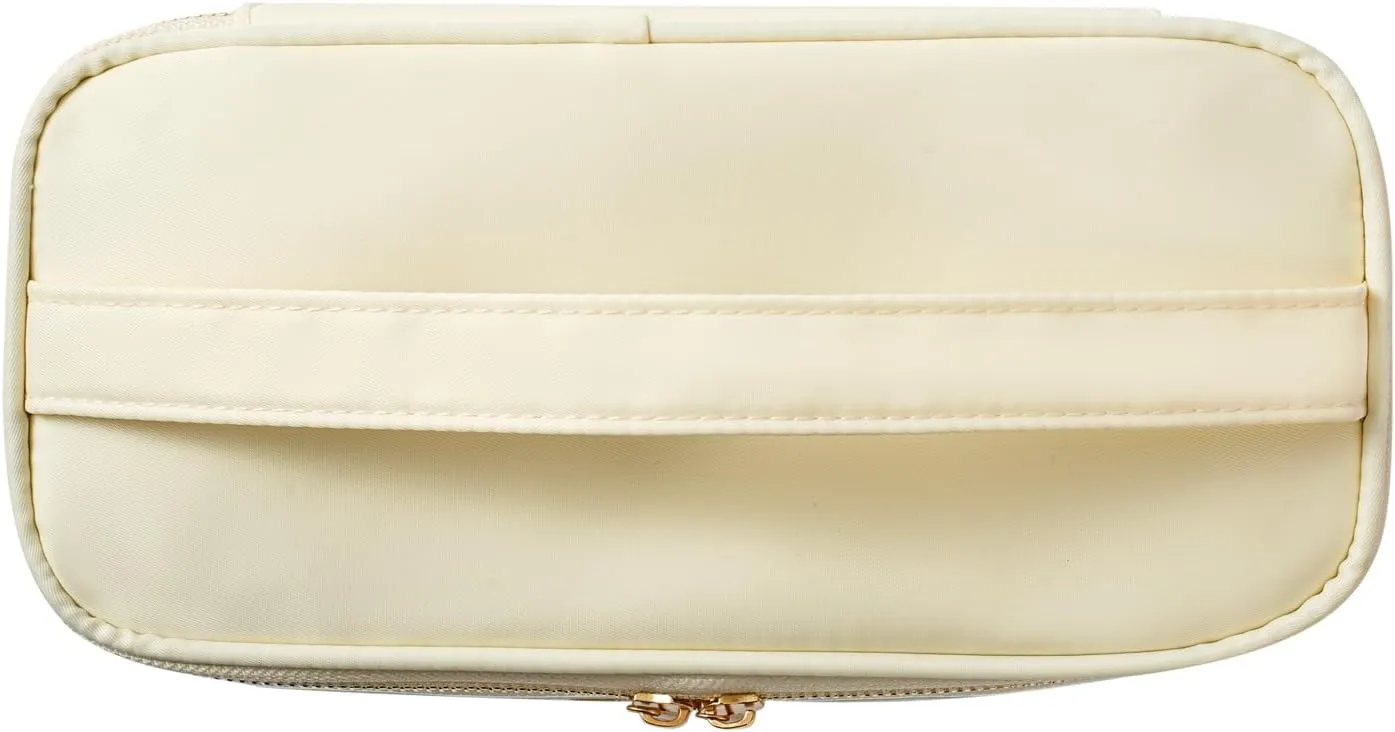 Clear Waterproof Summer SWIM Makeup Bag, Aesthetic Transparent Letter Patch Cosmetic Bag, Preppy Beach Pool Zipper Pouch, Summer Organizer Toiletry Bag for Women Girl Swimmer Gifts(05SWIM Beige)