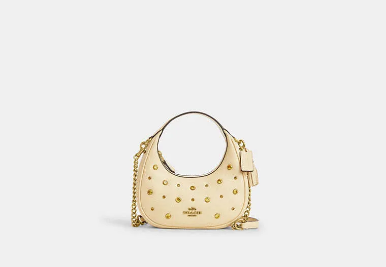 Coach Carmen Mini Crossbody Bag With Crystal Novelty Leather-Brass-Moonlight