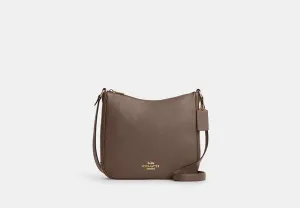 Coach Ellie File Bag Pebbled Leather-Gold-Dark Stone