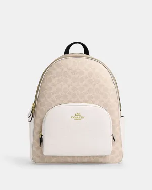 Coach Large Court Backpack In Signature Canvas Signature Canvas-Gold-Sand-Chalk