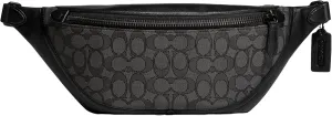 Coach League Belt Bag in Signature Jacquard, Charcoal/Black