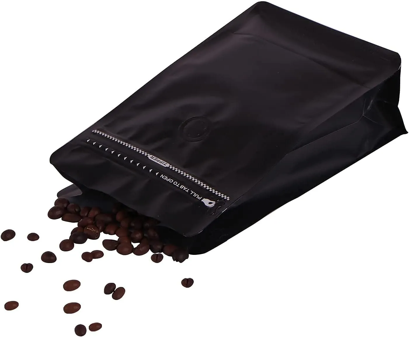 Coffee Bags with Valve(100pcs,12 oz) balck High Barrier Aluminumed Foil Flat Bottom Standing Coffee Beans Storage Bags,Reusable Heat Sealable Side Zipper Pouches for Home or Store