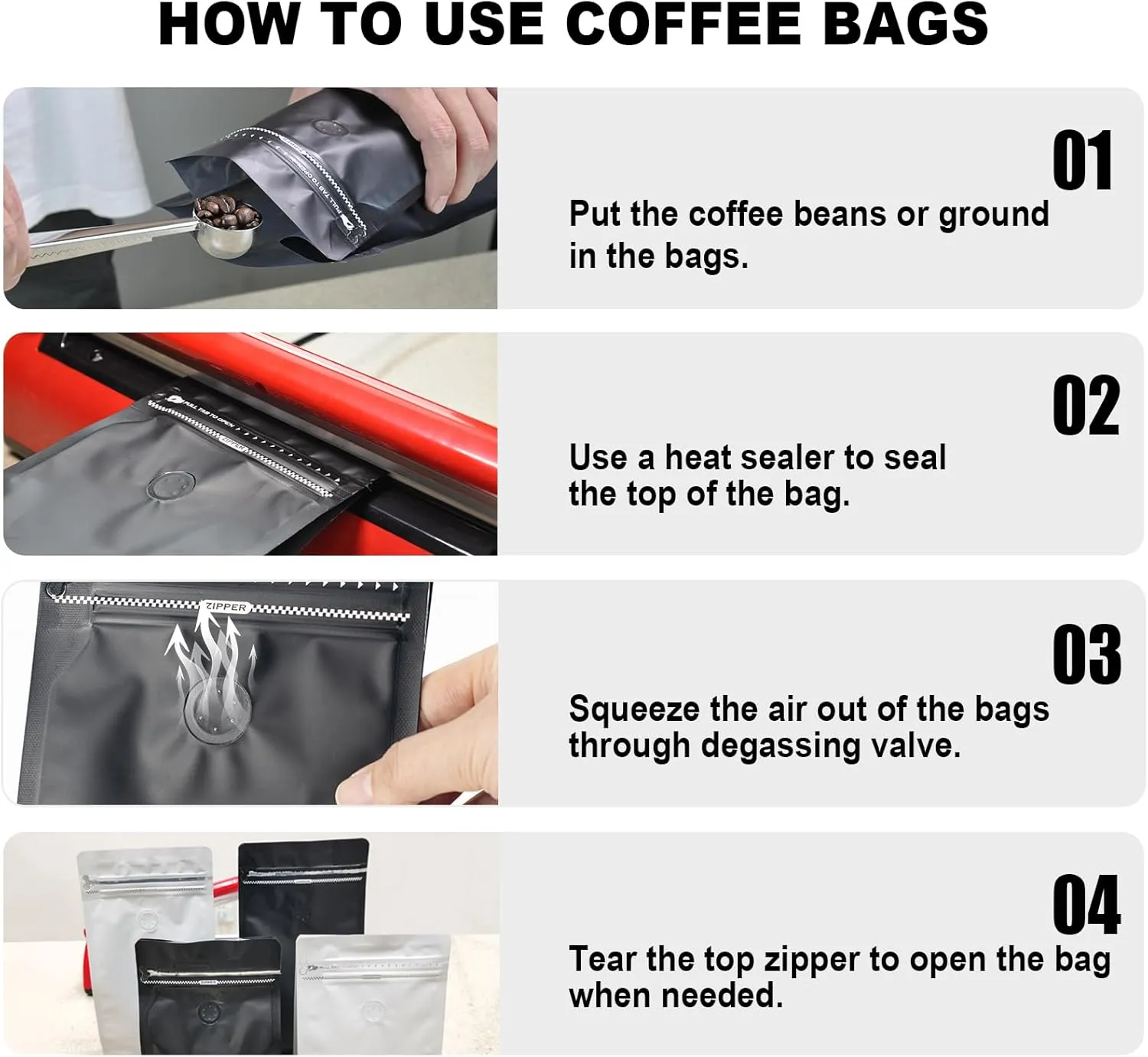 Coffee Bags with Valve(60pcs,16 oz,1 lb) Vented Coffee Beans Packaging Bags High Barrier Aluminumed Foil Flat Bottom Heat Sealed Side Zipper Resealable Storage Bag for Home or Business（White Green）