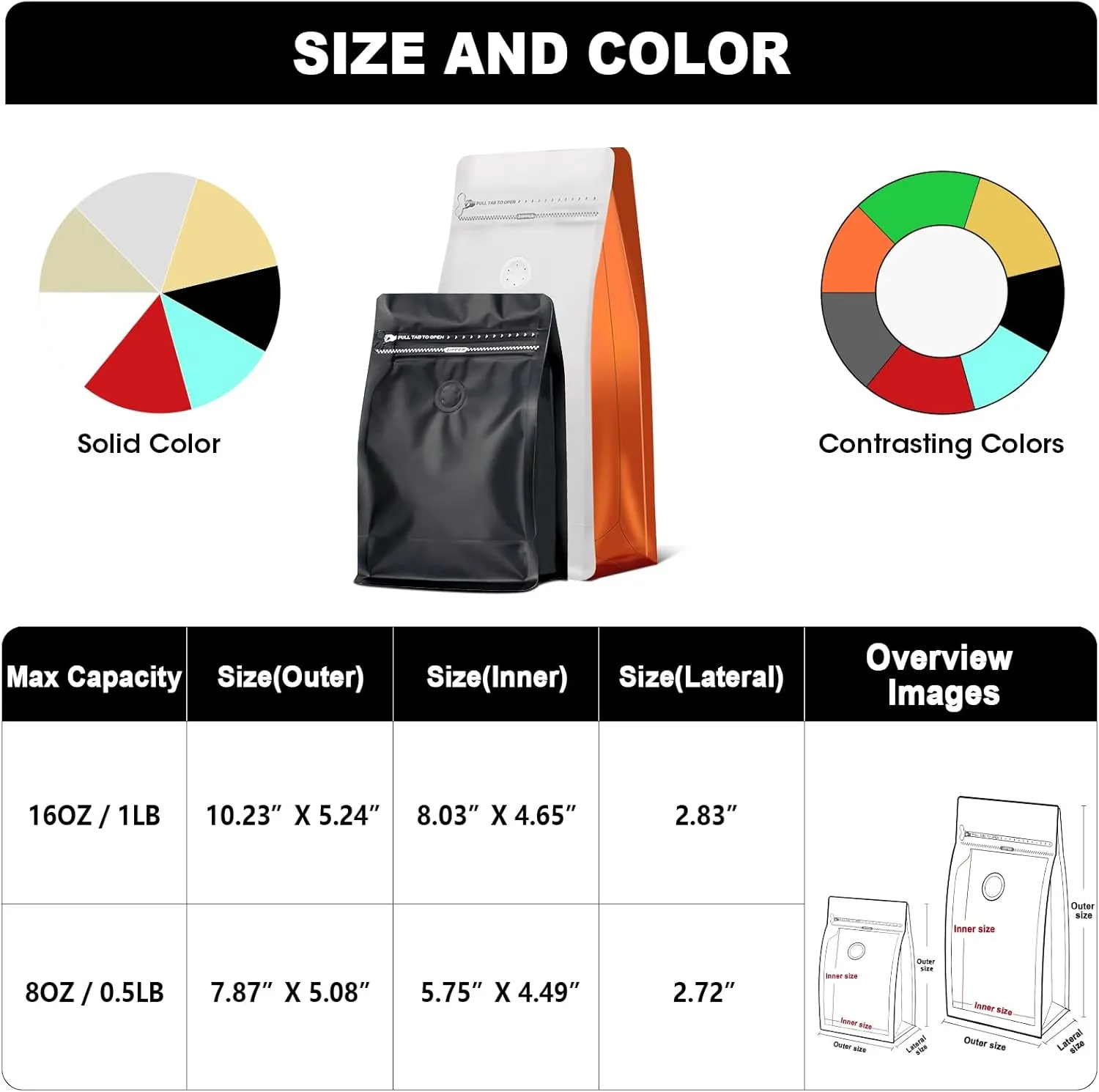 Coffee Bags with Valve(60pcs,16 oz,1 lb) Vented Coffee Beans Packaging Bags High Barrier Aluminumed Foil Flat Bottom Heat Sealed Side Zipper Resealable Storage Bag for Home or Business（White Green）
