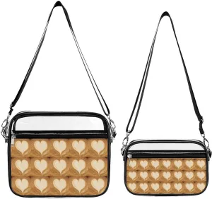 Coffee Transparent Cross Bag Two-piece Set, Fashionable Transparent Bag