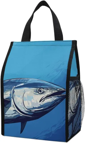 Colorful Tuna Lunch Bag Insulated Reusable Lunch Box Container Leakproof Lunch Tote Bag for Women Men Office Work Beach Or Travel