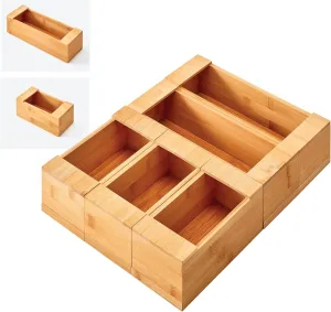 Copco Set of Resealable Storage Bag Organizers for Gallon, Quart, Sandwich and Snack Size featuring Wide Opening for Easy Bag Dispensing, Set Can be Broken Apart for Space Saving, Bamboo In Drawer
