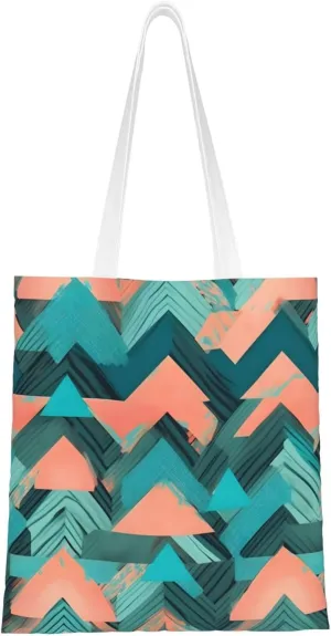 Coral and Teal Arrows print Canvas Tote Bag for Women,Womens Purse Handbags for Travel Beach Nurse College Gift