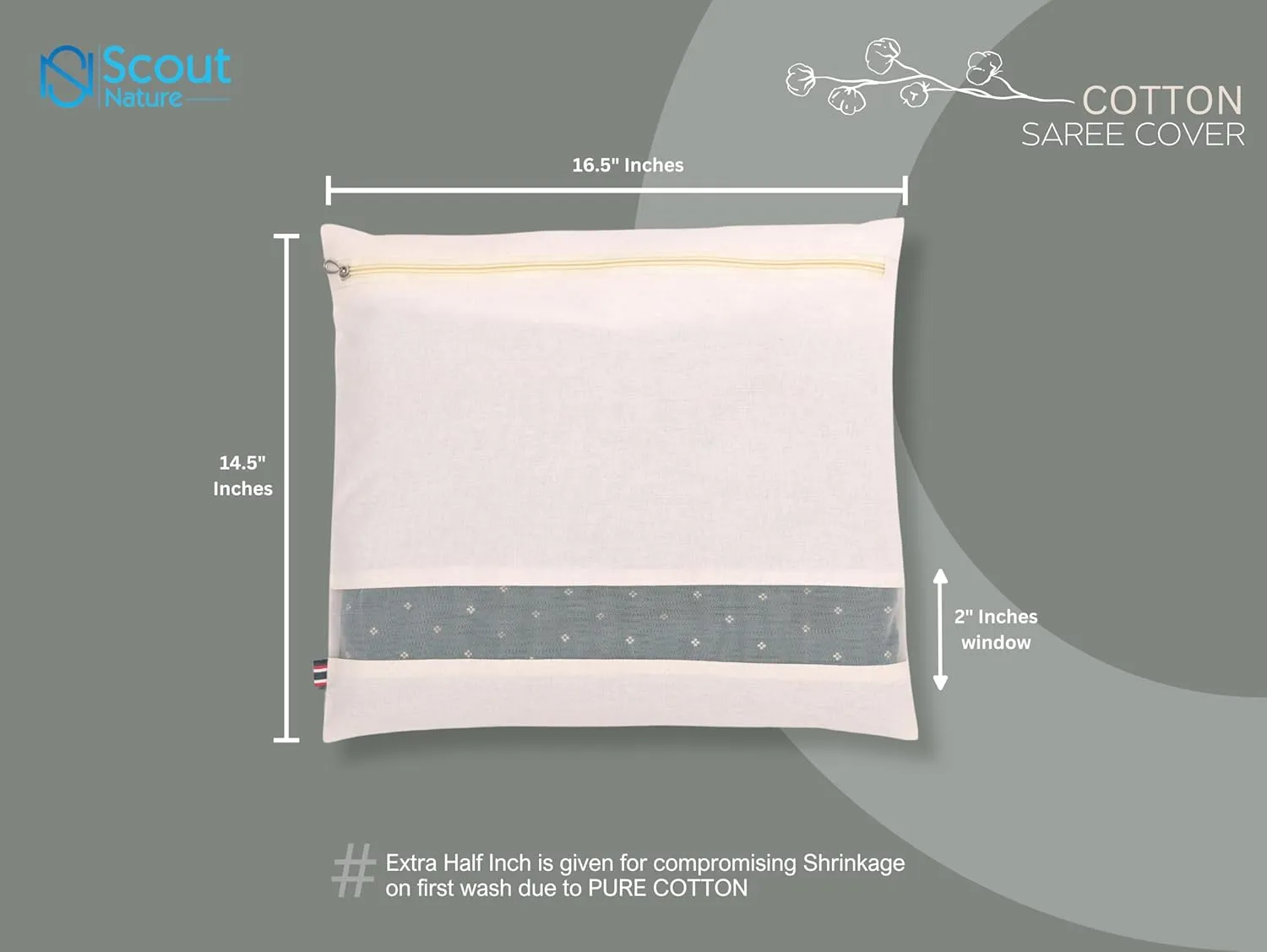 Cotton Storage Bag/Covers For Storage Set Of -12 Big Size Single 16 X 14 Inches | Saree Bag for Clothing Store | Transparent window