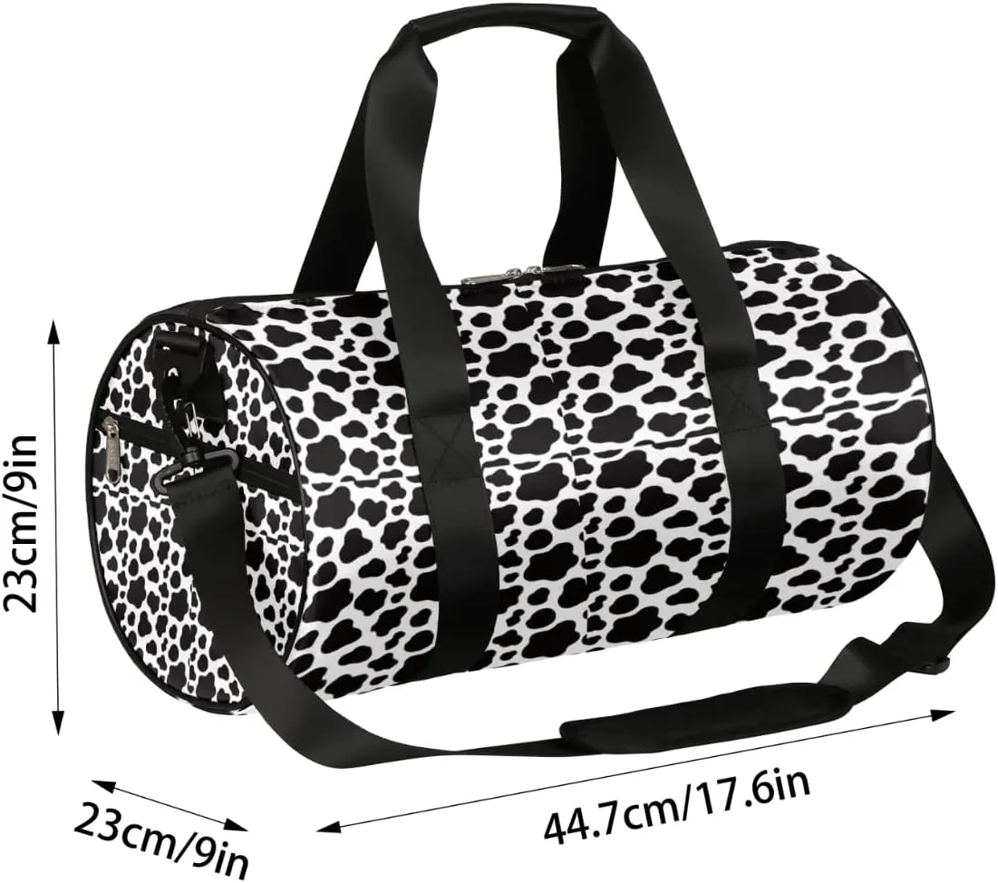 Cow Print Cute Gym Bag Small Gym Duffel Bags for Men Women Cow Overnight Weekender Bag Lightweight Sport Duffle Bag Carry On Gymbag