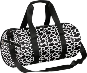 Cow Print Cute Gym Bag Small Gym Duffel Bags for Men Women Cow Overnight Weekender Bag Lightweight Sport Duffle Bag Carry On Gymbag