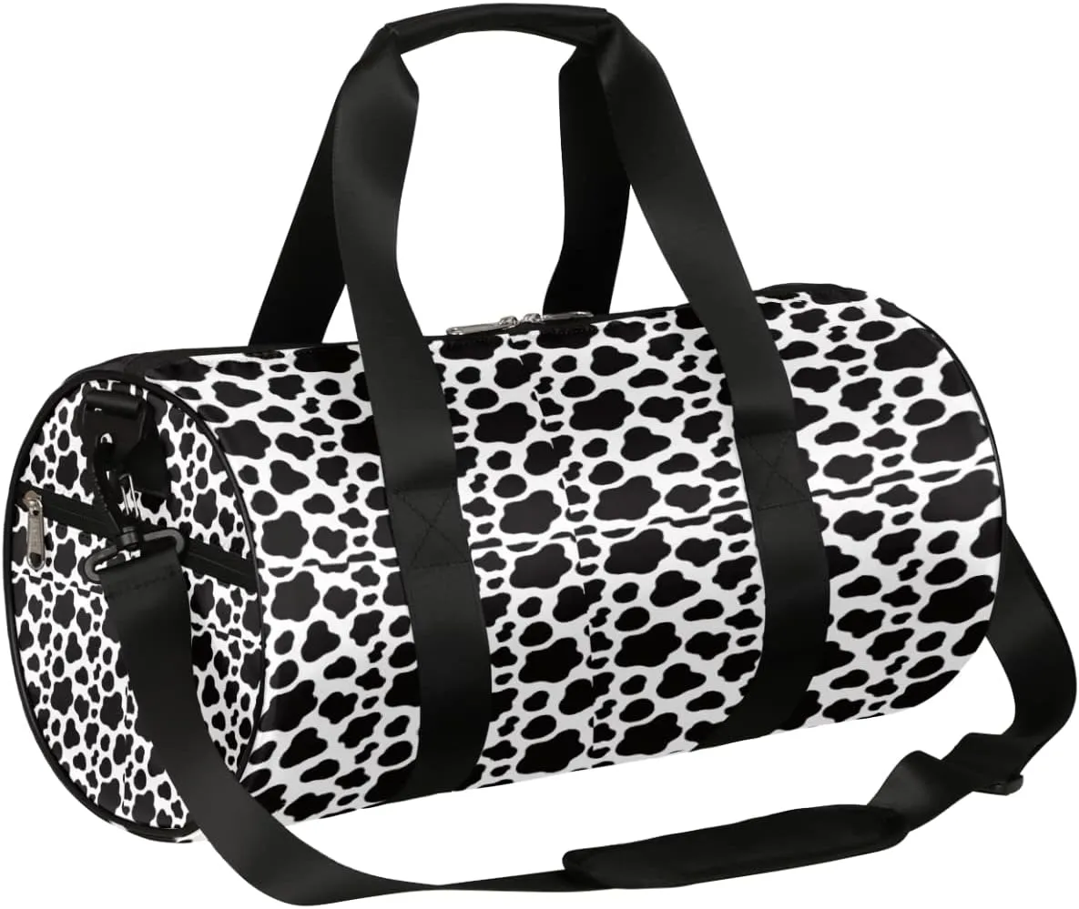 Cow Print Cute Gym Bag Small Gym Duffel Bags for Men Women Cow Overnight Weekender Bag Lightweight Sport Duffle Bag Carry On Gymbag