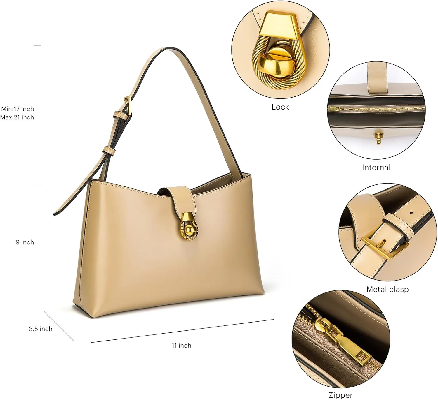 C.Paravano Shoulder Bags for Women | Glossy Leather PU Tote Bag with Zipper Closure | Hobo Handbag | Under the Arm Purses