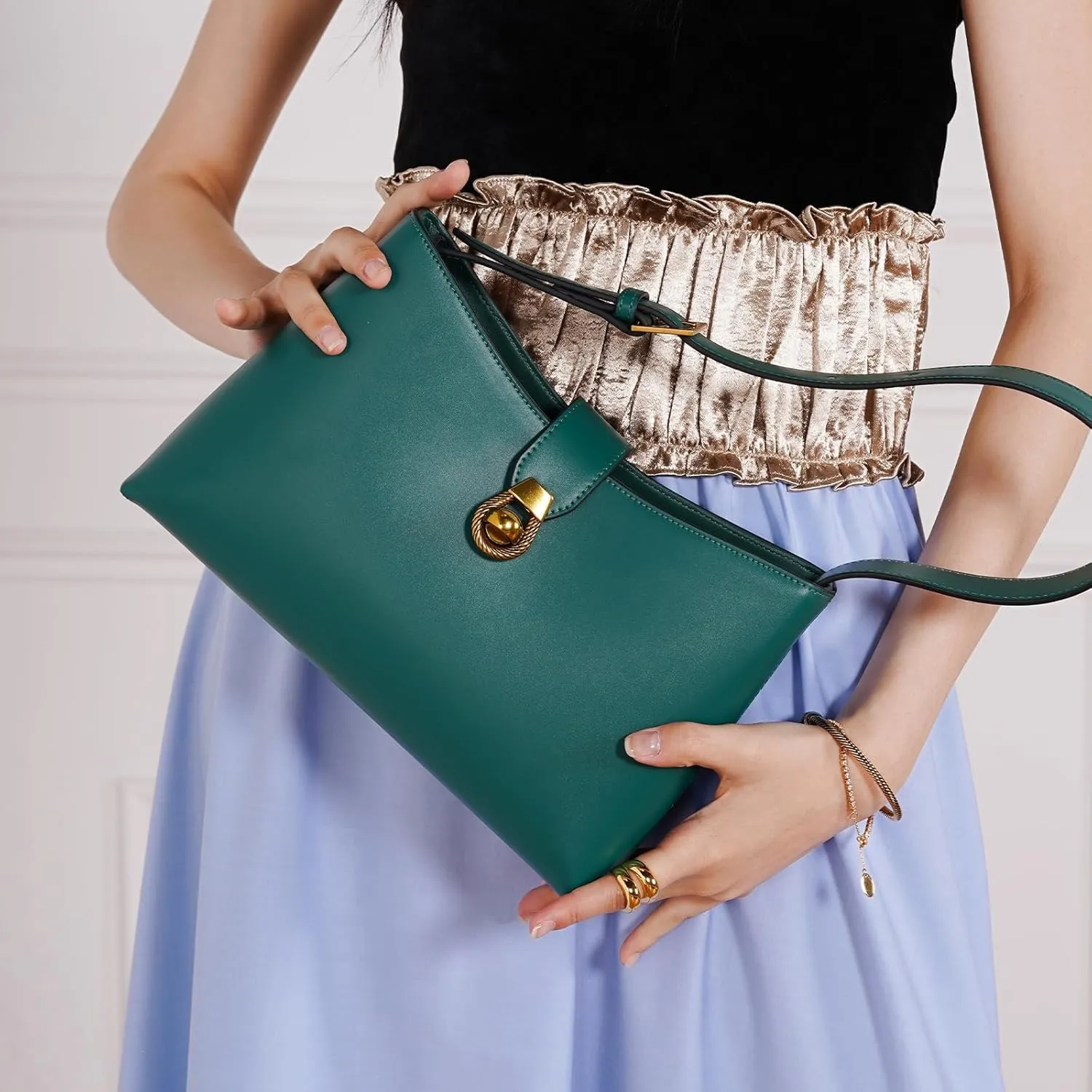 C.Paravano Shoulder Bags for Women | Glossy Leather PU Tote Bag with Zipper Closure | Hobo Handbag | Under the Arm Purses