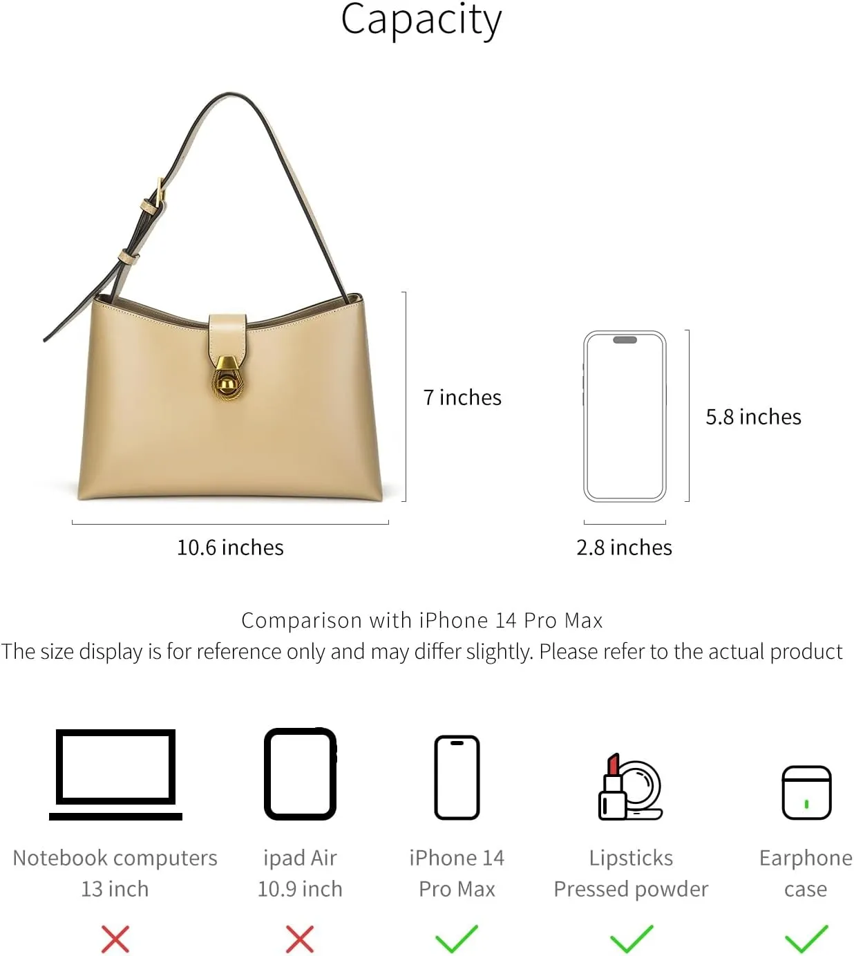 C.Paravano Shoulder Bags for Women | Glossy Leather PU Tote Bag with Zipper Closure | Hobo Handbag | Under the Arm Purses