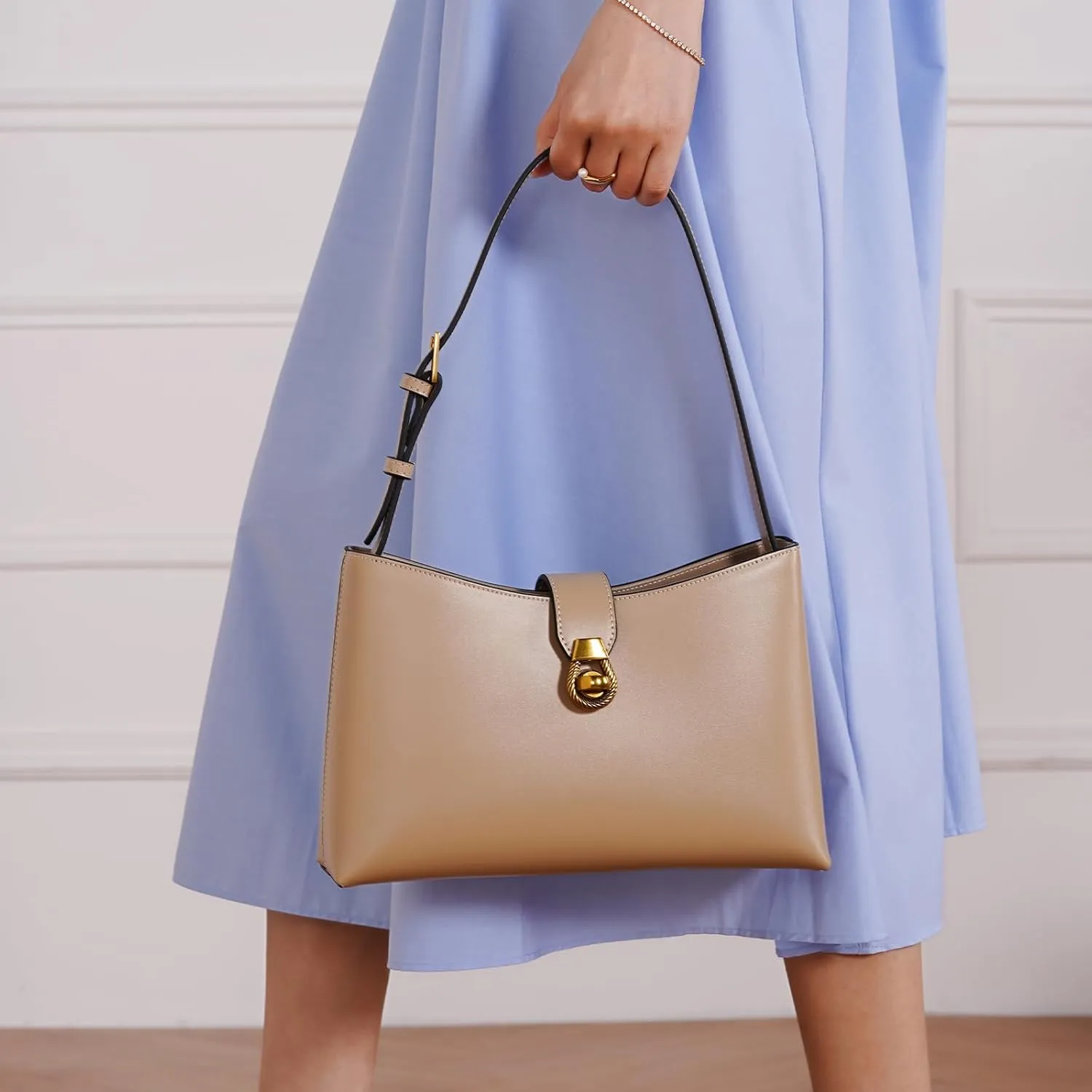 C.Paravano Shoulder Bags for Women | Glossy Leather PU Tote Bag with Zipper Closure | Hobo Handbag | Under the Arm Purses
