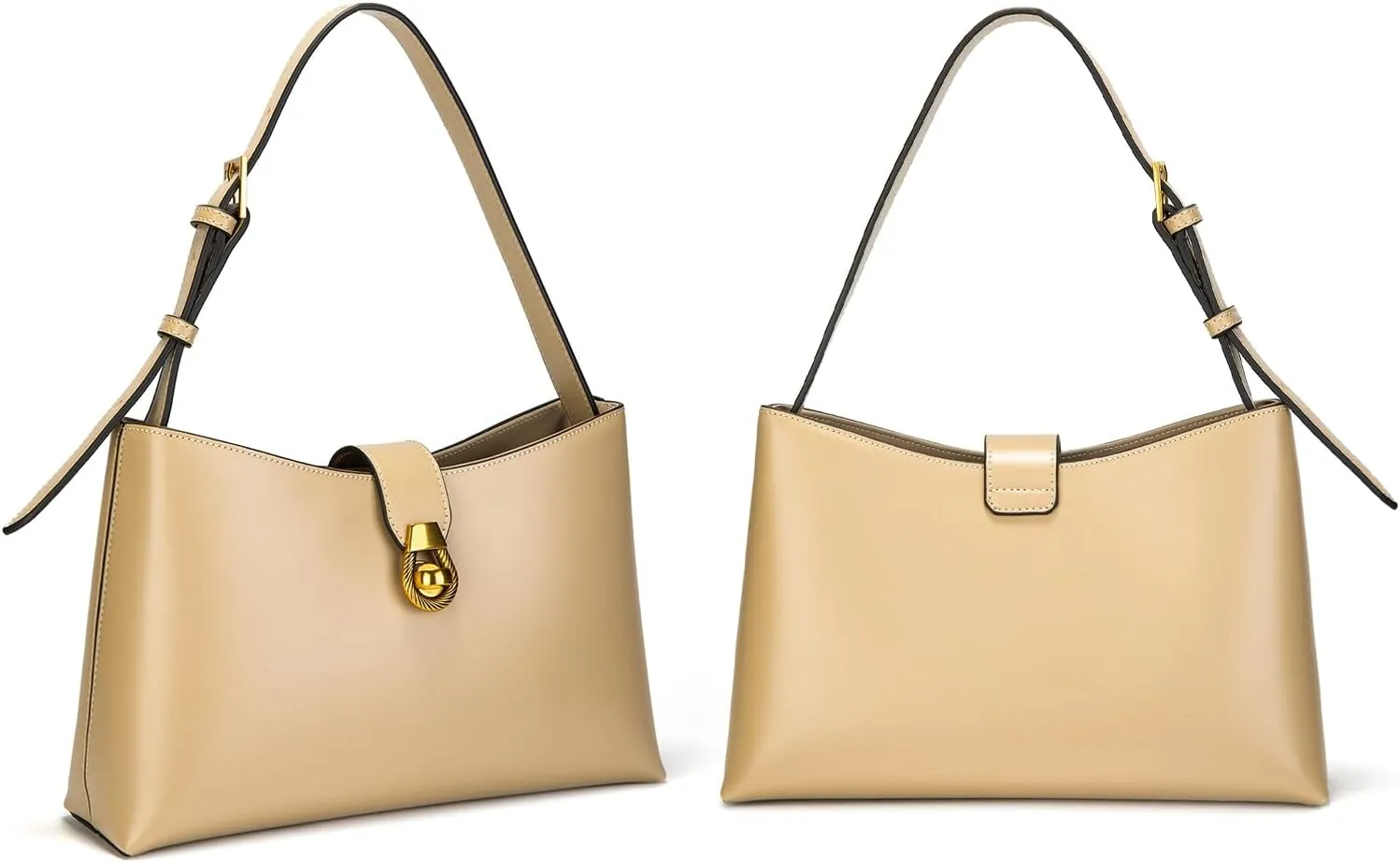 C.Paravano Shoulder Bags for Women | Glossy Leather PU Tote Bag with Zipper Closure | Hobo Handbag | Under the Arm Purses